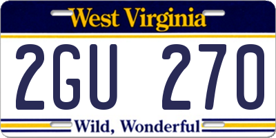 WV license plate 2GU270