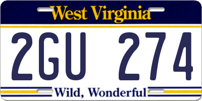 WV license plate 2GU274