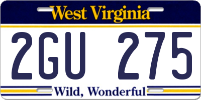 WV license plate 2GU275