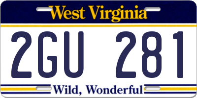 WV license plate 2GU281