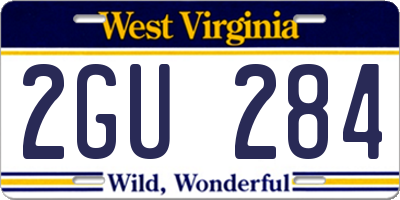 WV license plate 2GU284