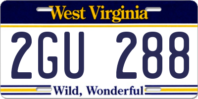 WV license plate 2GU288