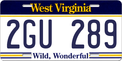 WV license plate 2GU289