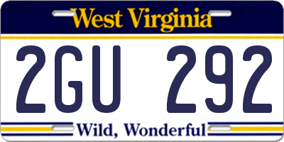 WV license plate 2GU292