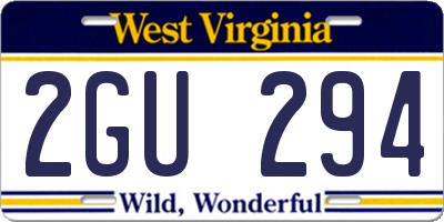WV license plate 2GU294