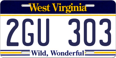 WV license plate 2GU303
