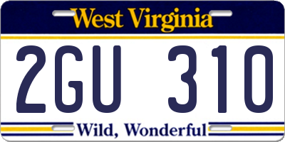 WV license plate 2GU310
