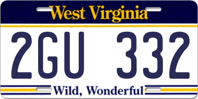 WV license plate 2GU332