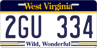 WV license plate 2GU334