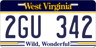 WV license plate 2GU342