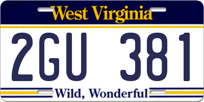 WV license plate 2GU381