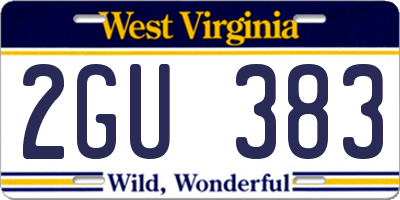 WV license plate 2GU383