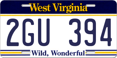 WV license plate 2GU394