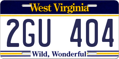 WV license plate 2GU404