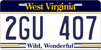 WV license plate 2GU407