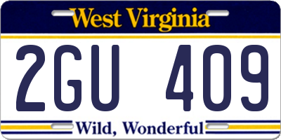 WV license plate 2GU409