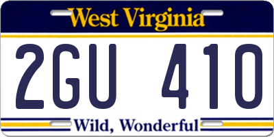 WV license plate 2GU410