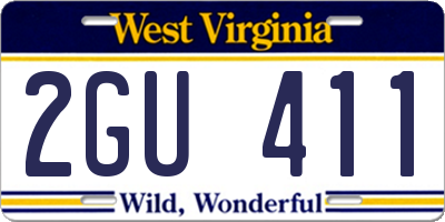 WV license plate 2GU411