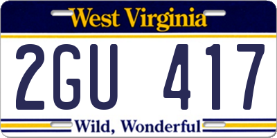 WV license plate 2GU417