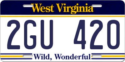 WV license plate 2GU420