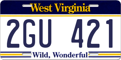 WV license plate 2GU421