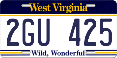 WV license plate 2GU425