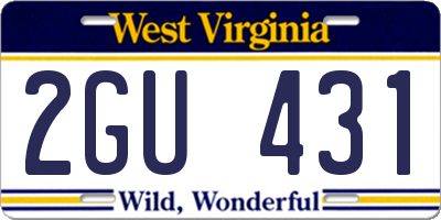 WV license plate 2GU431