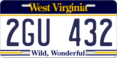 WV license plate 2GU432
