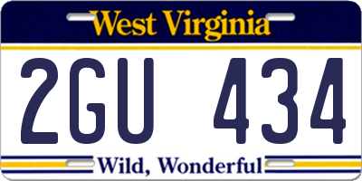 WV license plate 2GU434