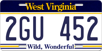 WV license plate 2GU452