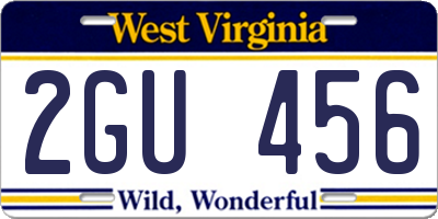 WV license plate 2GU456