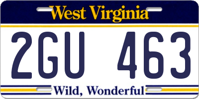 WV license plate 2GU463