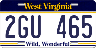 WV license plate 2GU465