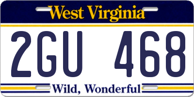 WV license plate 2GU468