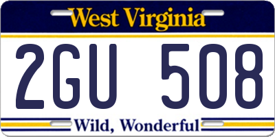 WV license plate 2GU508