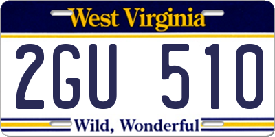 WV license plate 2GU510