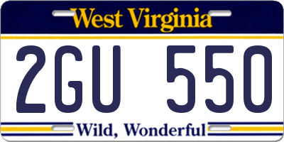 WV license plate 2GU550