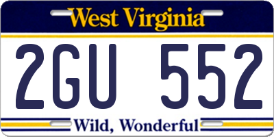 WV license plate 2GU552