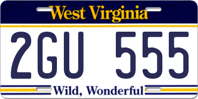 WV license plate 2GU555