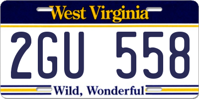 WV license plate 2GU558