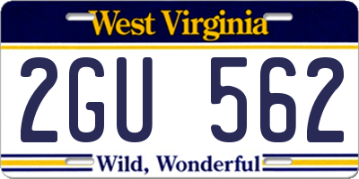 WV license plate 2GU562