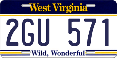 WV license plate 2GU571