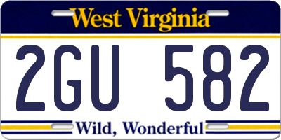 WV license plate 2GU582