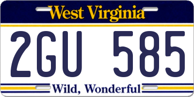 WV license plate 2GU585