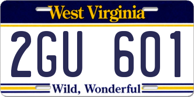 WV license plate 2GU601