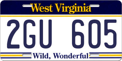 WV license plate 2GU605