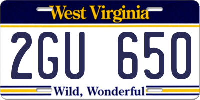 WV license plate 2GU650