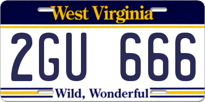 WV license plate 2GU666