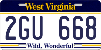WV license plate 2GU668