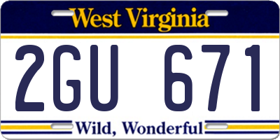 WV license plate 2GU671